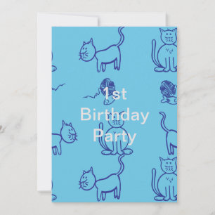 Kitty Cat 1st Birthday Invitation