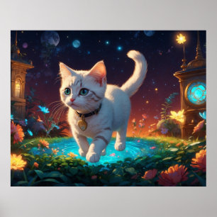 *~*  Kitty Cat 5:4 Feline Kitten Celestial Fantasy Poster