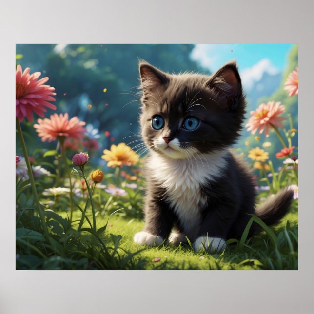 *~*  Kitty Cat 5:4 Feline Kitten Sweet Tuxedo  Poster (Front)