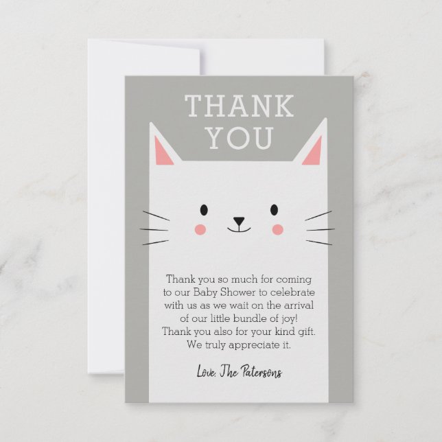 Kitty Cat Baby Shower Thank You Custom Card (Front)