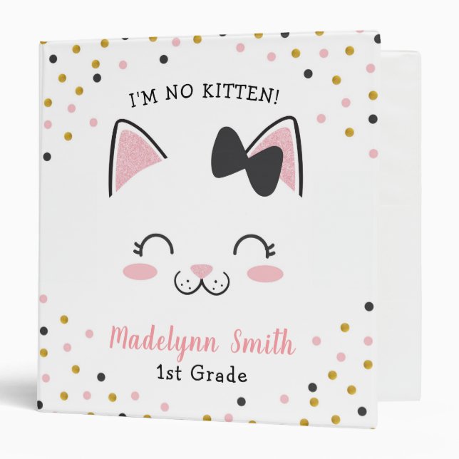 Kitty Cat Binder, Personalized Binder (Front/Inside)