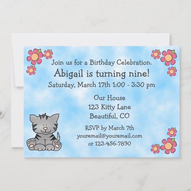 Kitty Cat Birthday Invitation (Front)