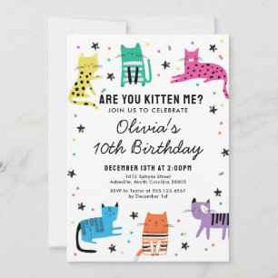 Kitty Cat Birthday Party Invitation 