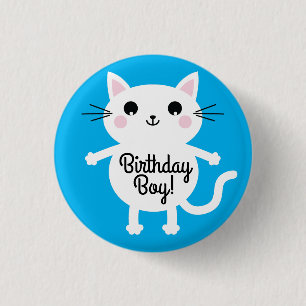 Kitty Cat Birthday Party Kids 1 Inch Round Button