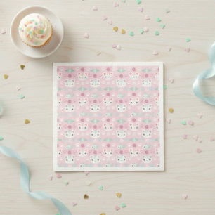Kitty Cat Birthday Party Pastel Pink Napkin