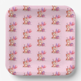 Kitty Cat Celebration Birthday Paper Plate