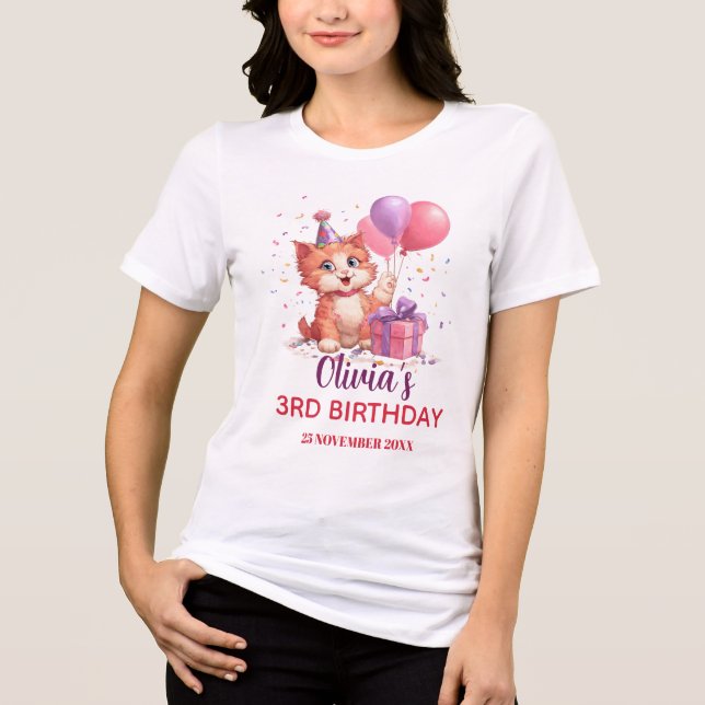 Kitty Cat Celebration Birthday  Tri-Blend Shirt (Front)