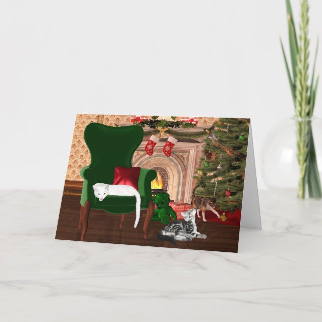 Kitty Cat Christmas Holiday Card (Front)