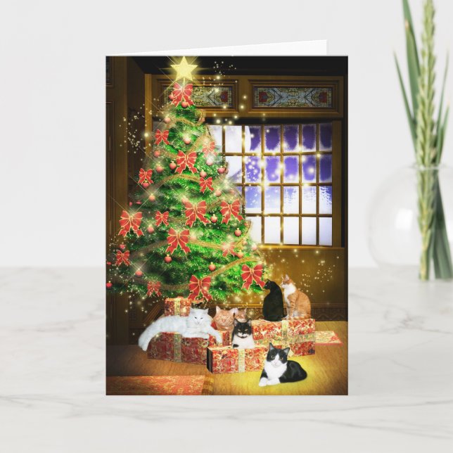 Kitty cat Christmas Holiday Card (Front)