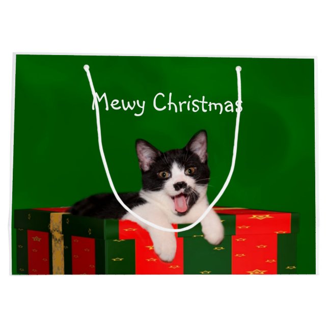 Kitty cat Christmas Large Gift Bag (Back)