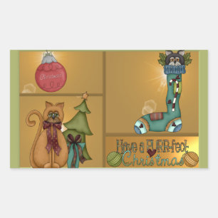 Kitty Cat Christmas Picture Sticker
