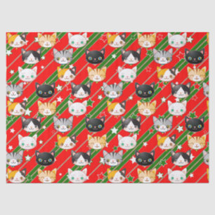 Kitty Cat Christmas Red & Green Cute Tissue Paper