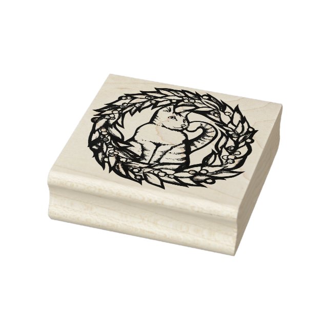 Kitty Cat Christmas  Rubber Stamp (Stamp)