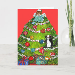 Kitty Cat Christmas Tree Card