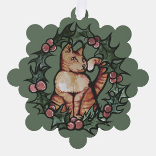 Kitty Cat Christmas Xmas Holidays Cats             Ornament Card