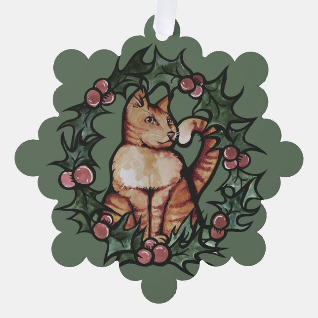 Kitty Cat Christmas Xmas Holidays Cats             Ornament Card (Front)
