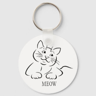 Kitty Cat Clipart Customize Text Custom Colour Keychain