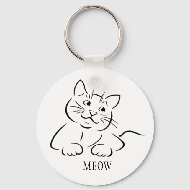 Kitty Cat Clipart | Customize Text | Custom Colour Keychain (Front)