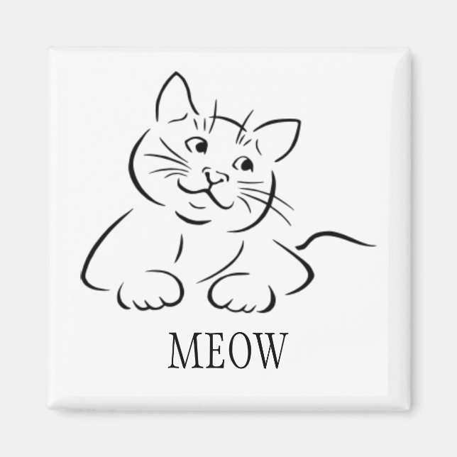 Kitty Cat Clipart | Customize Text | Custom Colour Magnet (Front)