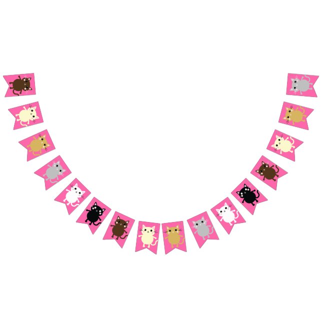 Kitty Cat Cute Kid's Birthday Party Bunting Flags (All)