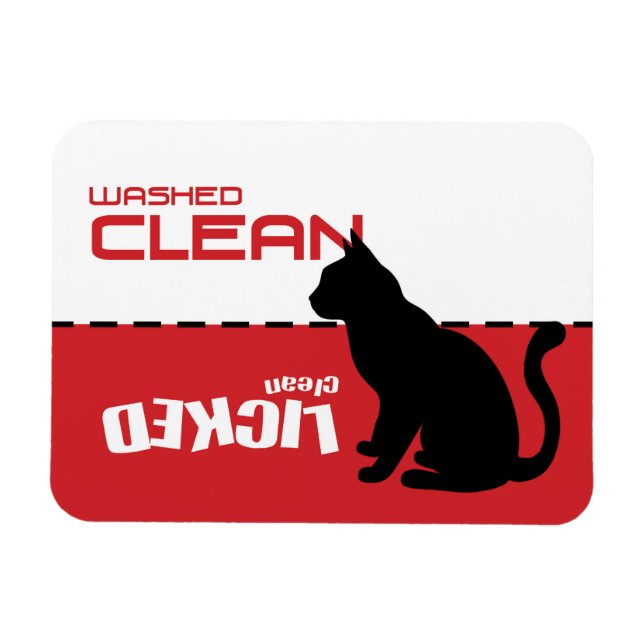 Kitty Cat Dishwasher Magnet - Licked Clean (Horizontal)