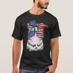 Kitty Cat Face Usa Sunglasses Bubblegum 4th Of Jul T-Shirt