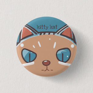 Kitty Cat Faced 1 Inch Round Button