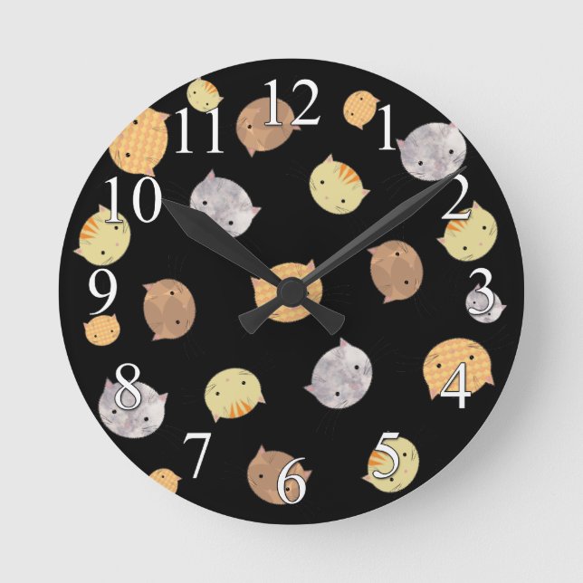 Kitty Cat Faces Cute Wall Clock (Front)