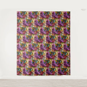 Kitty Cat Fall Leaves Colourful Artsy Design Tapestry