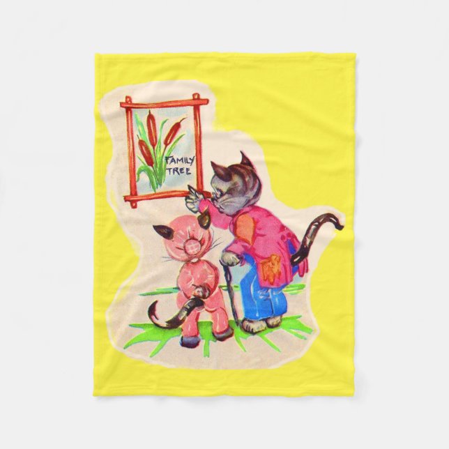 kitty cat family tree fleece blanket (Front)