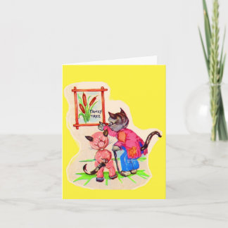 kitty cat family tree note card