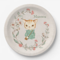 Kitty Cat Floral Personalized Name Girly Kitten