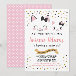 Kitty Cat Girls Baby Shower Invitation