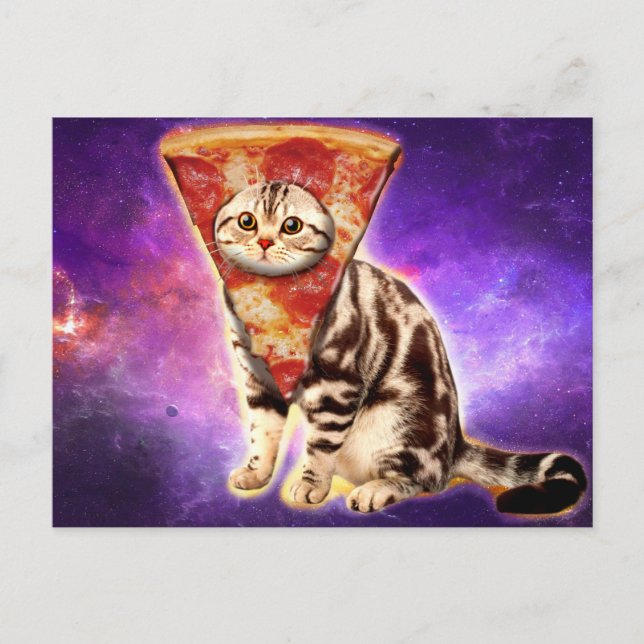 Kitty cat head pizza postcard (Front)
