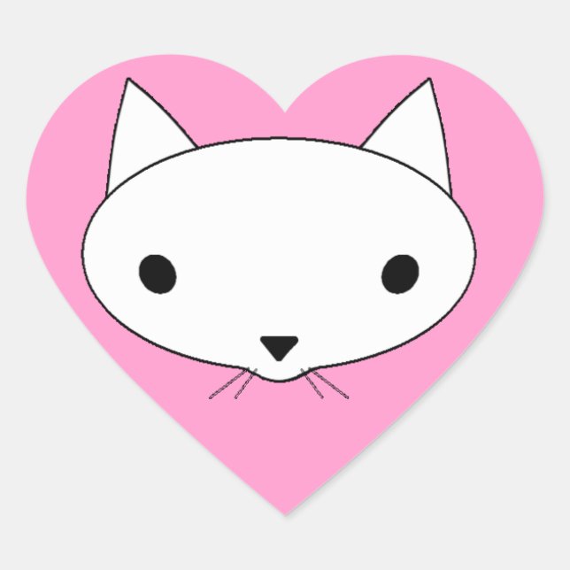 Kitty cat heart stickers - pink background (Front)