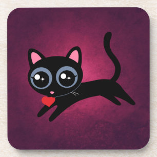 Kitty Cat Heart Thief Cute Gift Coaster