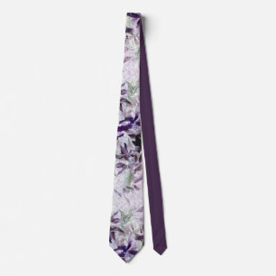 Kitty Cat in Foliage, Purple Abstract Leaf Photo Tie