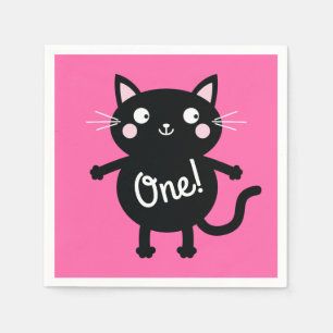 Kitty Cat Kids Birthday Cute Napkin