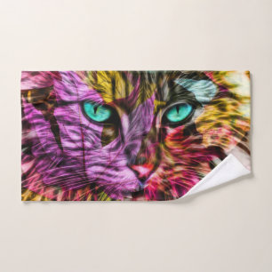 Kitty Cat Kitten Artsy Design Bath Towel Set