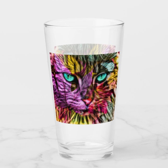 Kitty Cat Kitten Artsy Design Glass (Front)