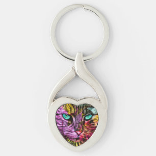 Kitty Cat Kitten Artsy Design Keychain
