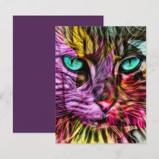 Kitty Cat Kitten Artsy Design RSVP Card (Front/Back)