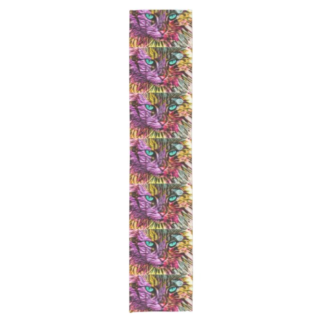 Kitty Cat Kitten Artsy Design Short Table Runner (Front)