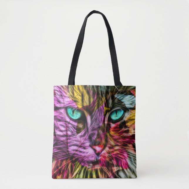 Kitty Cat Kitten Artsy Design Tote Bag (Front)