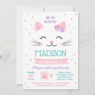 Kitty Cat Kitten Invitations pour l'anniversaire d