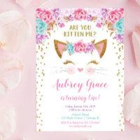 Kitty cat kitten pink gold glitter birthday party