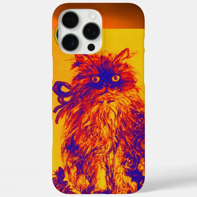 KITTY CAT,KITTEN YELLOW BLUE ROSES Gem Monogram Case-Mate iPhone Case (Back)