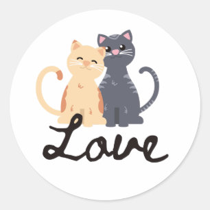 Kitty Cat Love Classic Round Sticker