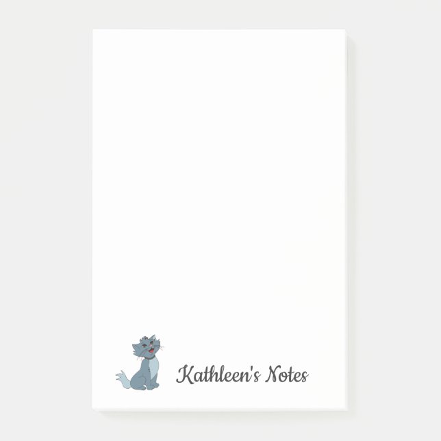 Kitty Cat Love Notes | Customize Text | Grey Kitty (Front)