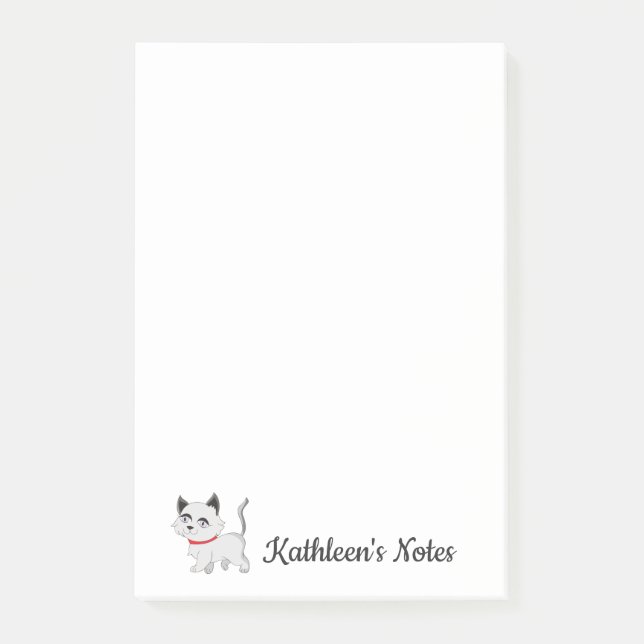 Kitty Cat Love Notes | Customize Text | White Cat (Front)